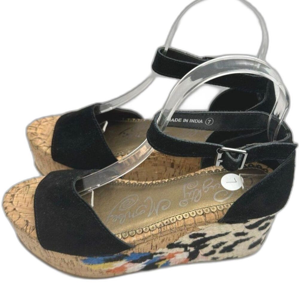 Naughty Monkey Women's Virago Leather Platform Wedge Heel Sandals - Size 7